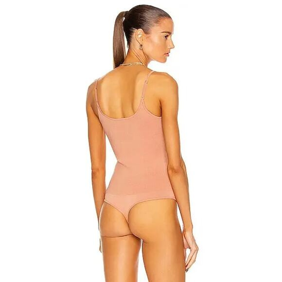 A.L.C. Shana Thong Back Bodysuit XS Sweetheart Neck Ponte Knit Rose Pink - Picture 3 of 8